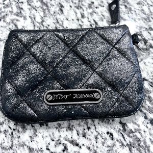 Betsy Johnson grey/ silver & black pouch